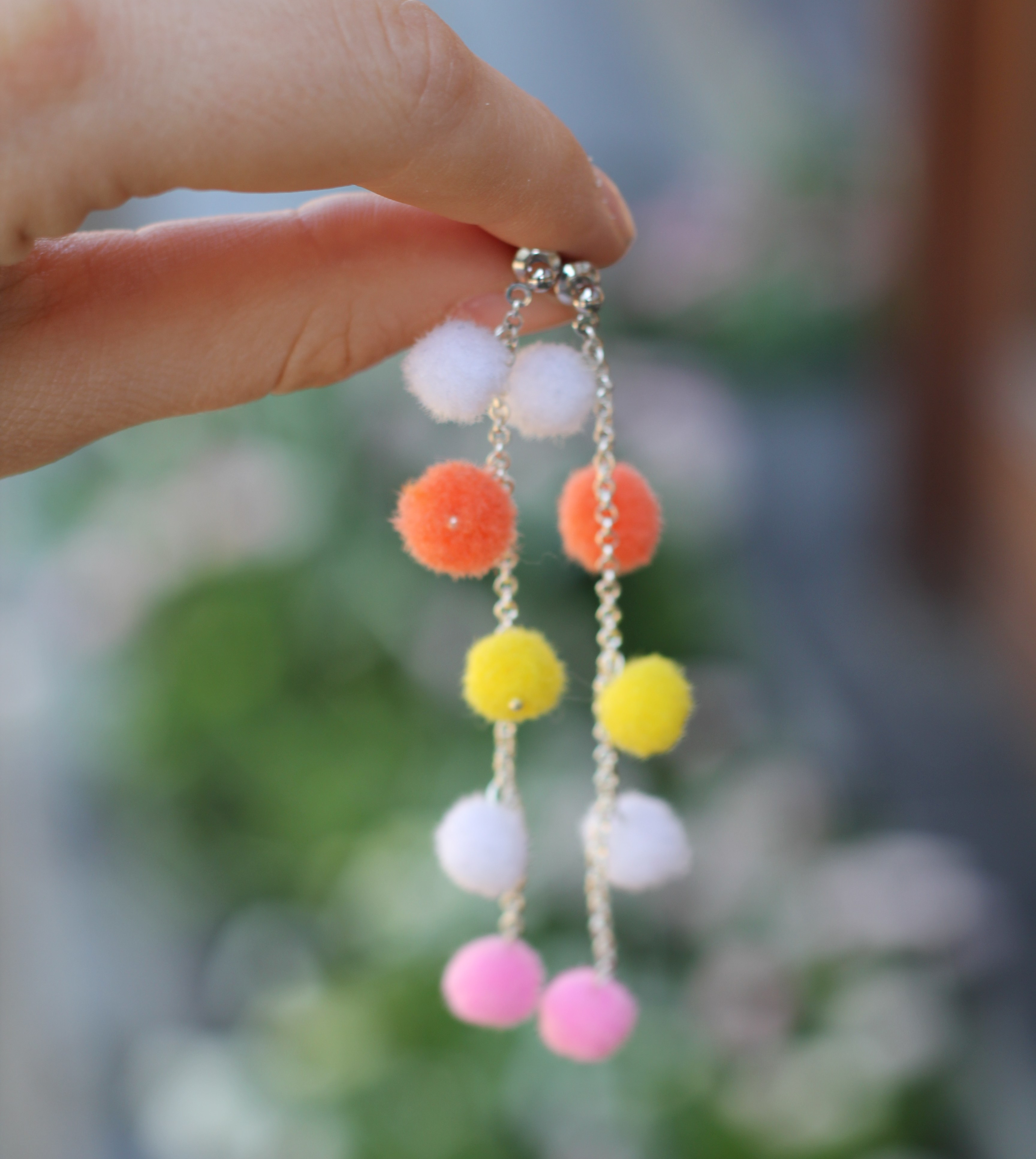 Colorful pompom earrings