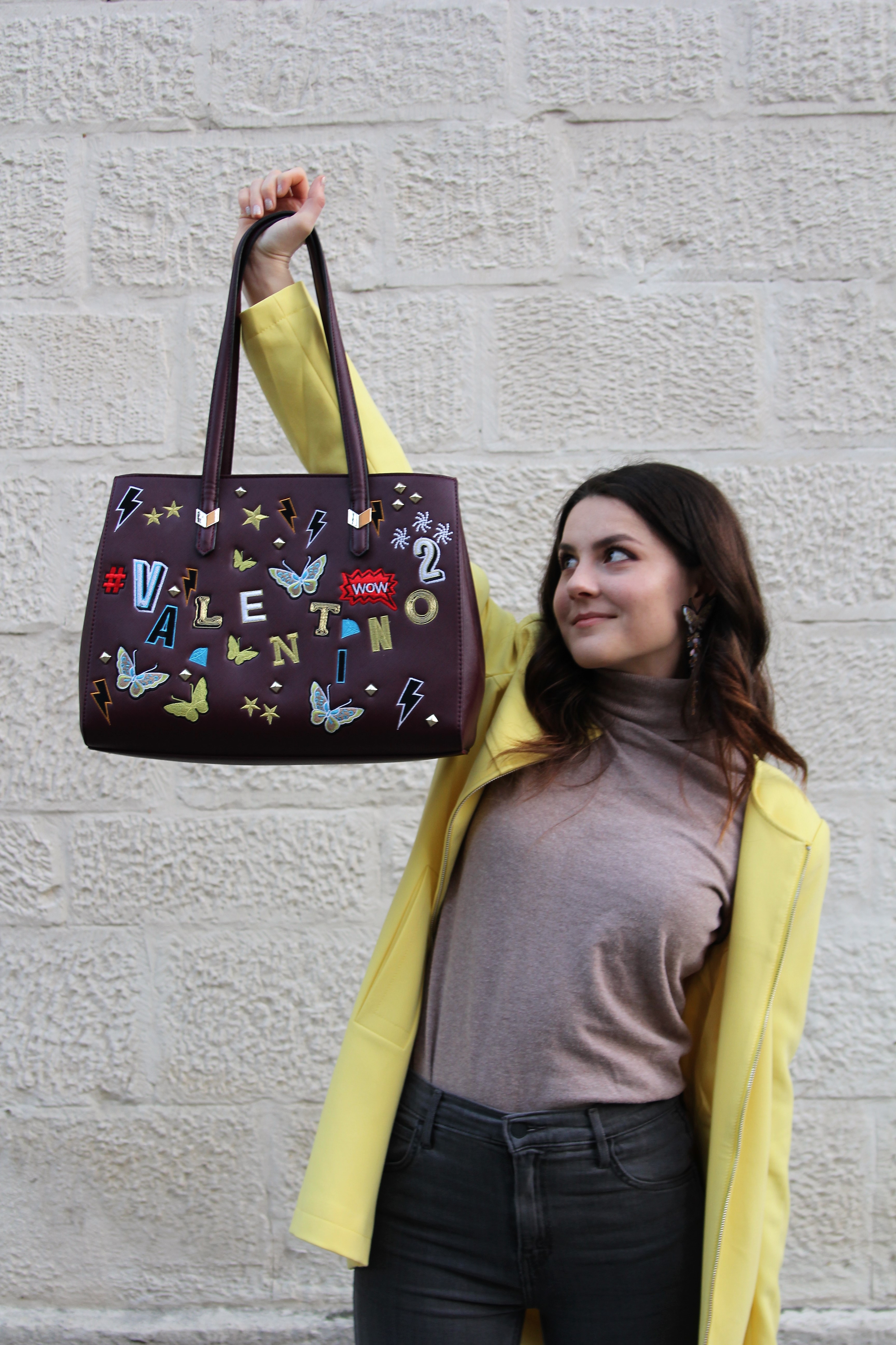 Dark red Valentino bag with butterflies